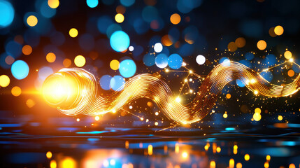 Aufkleber - celestial inspired abstract design featuring glowing dots and flowing light wave, creating mesmerizing visual effect. vibrant colors evoke sense of wonder and creativity