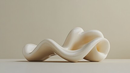 Wall Mural - Abstract Creamy White Sculptural Form Design