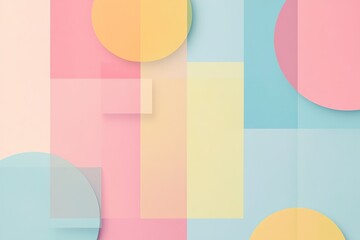 Trendy pastel background featuring abstract geometric shapes with soft colors and integrated sale tags for an inviting and modern design aesthetic