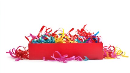 Red gift box with colorful ribbons A fun and vibrant for celebrations