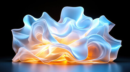 Fototapete - stunning abstract composition of flowing forms in soft blue and orange hues, creating sense of movement and light. interplay of colors evokes feeling of tranquility and elegance
