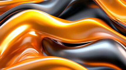 Aufkleber - dynamic fusion of liquid like textures in radiant orange and black hues creates captivating visual experience. smooth, flowing patterns evoke sense of movement and energy