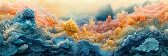 Aufkleber - Vibrant bacterial landscapes create colorful textures resembling microscopic worlds in stunning detail. Generative AI