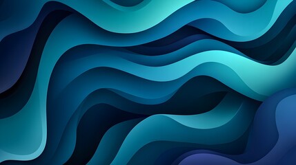 Wall Mural - Deep Teal and Blue Waves in Photorealistic Background Design