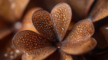 Wall Mural - Dew Drops Adorn Bronze Flower Petals