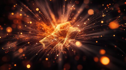 Wall Mural - stunning abstract fireworks display with radiant sparks and vibrant golden hues illuminating a dark 