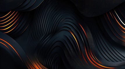 Wall Mural - abstract dark background featuring dynamic flowing lines and gradients in orange tones for a modern 