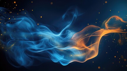 Wall Mural - colorful smoke waves with glittering particles on a dark background for dramatic and elegant visual 