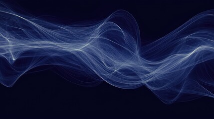 Wall Mural - dark blue abstract background with flowing curves and light connections creating a serene and modern