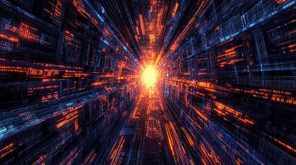 3D Illustration of Computer Programming Code with Dynamic Lines