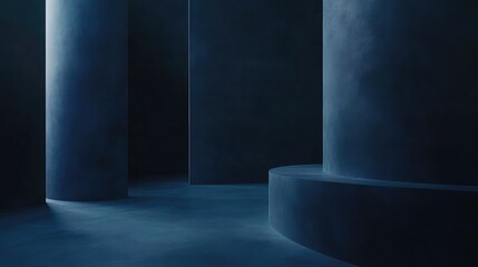Wall Mural - dark blue and black abstract landscape with smooth concrete floor texture ideal for creative backgro