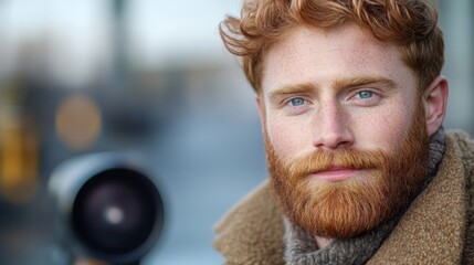 Poster - Redhead Man Portrait With Beard And Soft Focus Background