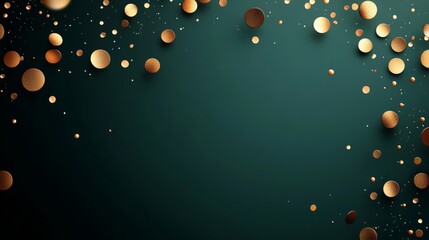 Wall Mural - Gold Confetti Circles On Dark Green Background