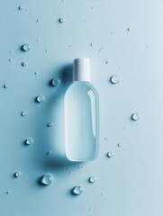Aufkleber - Droplets of sanitizer on a blue surface demonstrating antibacterial properties and promoting cleanliness during health awareness. Generative AI