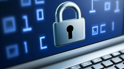 Leinwandbilder - A digital lock icon on a computer screen displaying sensitive information, emphasizing the importance of cybersecurity.