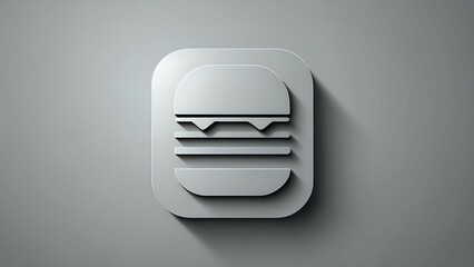 Sleek 3D hamburger icon, minimalist design, gray background, shadow effect, app interface element, graphic design asset.