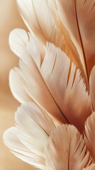 Wall Mural - Beautiful mocha mousse feather patterns create soft textures on light beige background