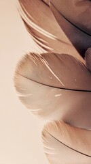 Wall Mural - Beautiful mocha mousse feather patterns create soft textures on light beige background