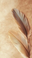 Wall Mural - Beautiful mocha mousse feather patterns create soft textures on light beige background