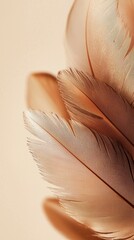 Wall Mural - Beautiful mocha mousse feather patterns create soft textures on light beige background
