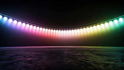Wall Mural - dark background. black background. bright colorful lighting with spotlights. concrete stone floor