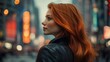 © IMAGINIAC - Redhead Woman City Night Profile Portrait