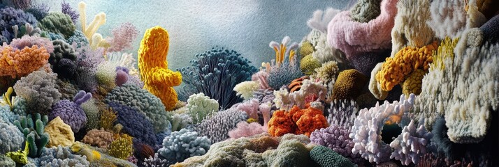 Poster - Diverse forms and vibrant textures of bacteria create a stunning abstract landscape in a colorful environment. Generative AI