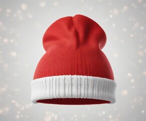 Classic red winter hat isolated on a crisp white background, evoking feelings of festive cheer and holiday magic, holiday, icy