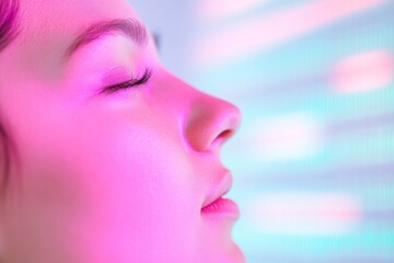 Aufkleber - Dreamlike Cyberpunk Silhouette in Vibrant Pink and Blue Light