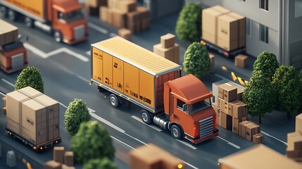 Leinwandbilder - Realistic depiction of distribution strategy showcasing lastmile delivery logistics efficiency