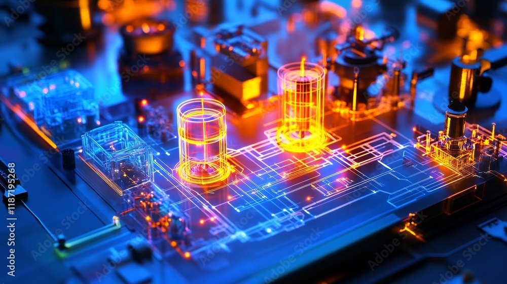 Product development process depicted glowing prototypes vibrant radiant ...