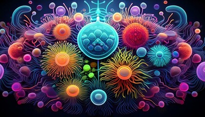 Wall Mural - background with virusballs