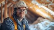 © Enggal Pitoyo - Smiling construction worker in attic.
