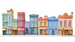 © mr Wajed - Colorful Row of Vintage Townhouses Illustration on Transparent Background