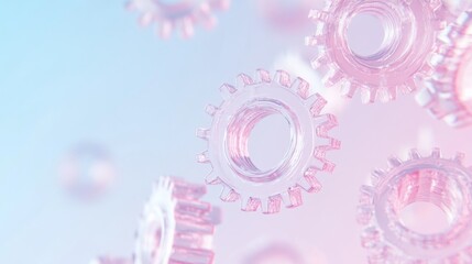 Poster - Translucent Gears in Neon Light A Futuristic Techscape