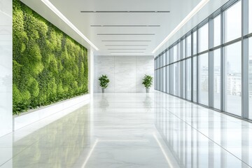 Wall Mural - Modern Office Interior with Green Wall and Large Windows