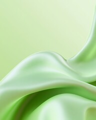 Aufkleber - Soft Green Satin Fabric Waves with Gentle Gradient Background