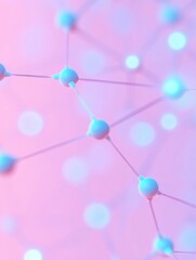 Fototapete - Abstract Digital Network with Neon Highlights on Pastel Background