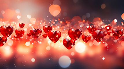 Leinwandbilder - Colorful hearts glow in a festive display for romantic occasions and celebrations