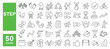 © M Design - Set of 50 line icons related to step, walk, run, footprint, climb, foot, flow, timeline, plan, toward, up, success, arrive, stair, Editable stroke. Vector illustration