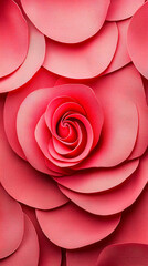 Poster - Vibrant pink paper rose surrounded by delicate petal layers in an elegant floral arrangement