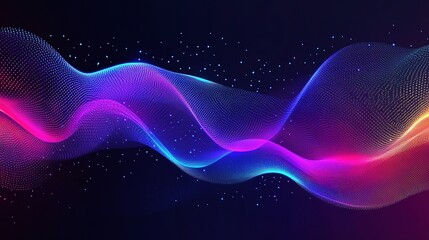 Wall Mural - Vibrant Abstract Patterns with Neon Light and Colorful Waves