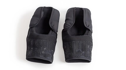 Two black knee pads with mesh on the inside