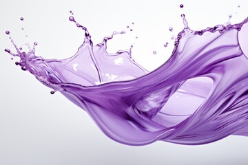 Wall Mural - Vibrant purple liquid splash creating dynamic shapes against a neutral background