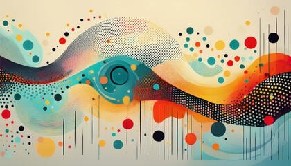 Wall Mural - abstract graphic design with dots and strokes