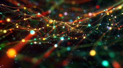 Leinwandbilder - Highdetail visualization of digital connectivity featuring abstract node data streams symbolizing communication networks