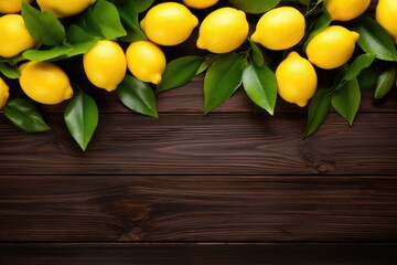 Wall Mural - Fresh ripe lemons on wooden table with space for text