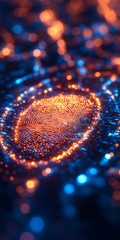 Poster - Glowing Fingerprint on Biometric Security Pad with Futuristic Geometric Lights