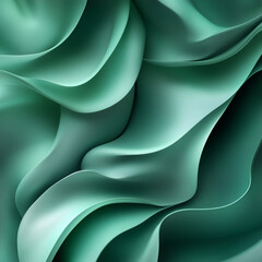 Wall Mural - A green wave with a lot of detail. The wave is very long and has a lot of detail