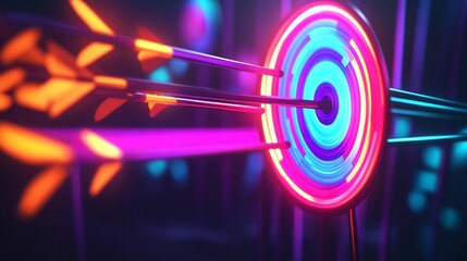Poster - Direct marketing strategies shown glowing arrows converging a vibrant target